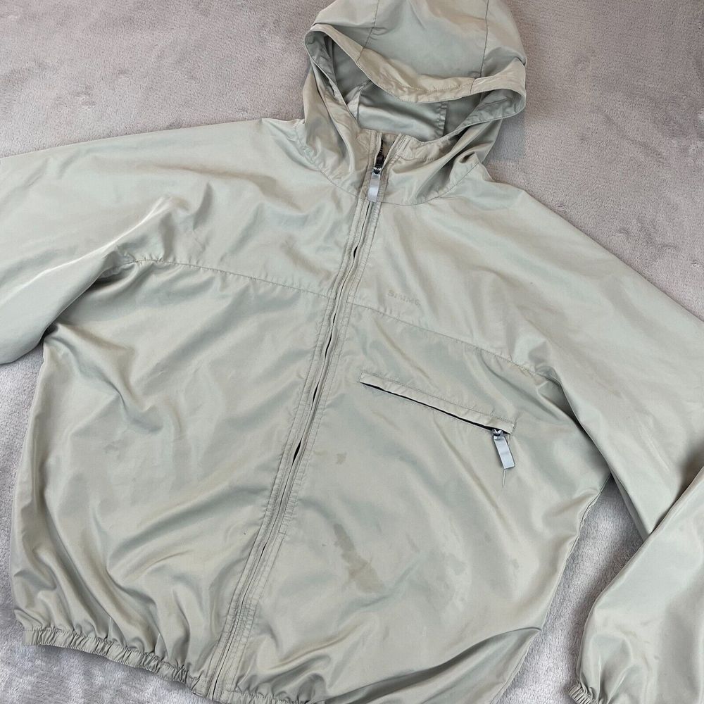 Simms Fishing‎ Jacket Men Large Beige Full Zip Hooded Windbreaker Elastic Waist - Picture 10 of 16